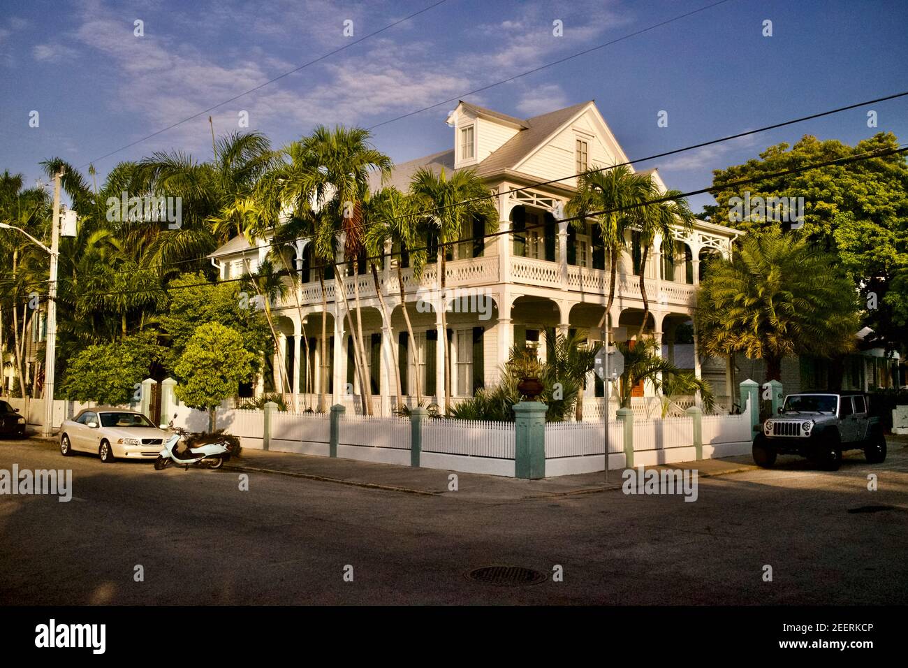 Large Victorian home in Key West, Florida, FL USA.  Southern most point in the continental USA.  Island vacation destination. Stock Photo