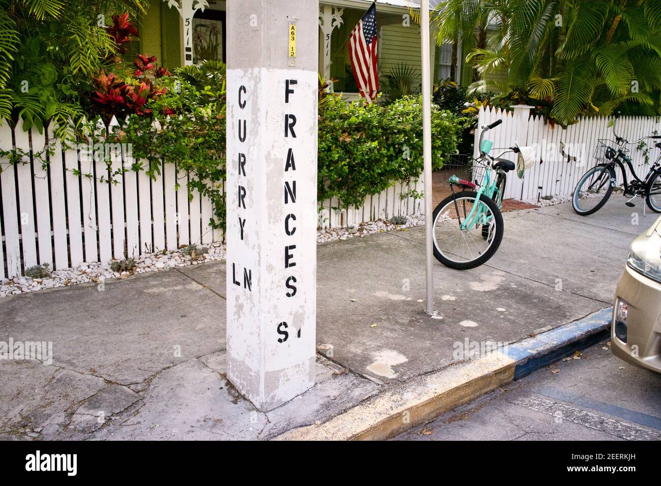 Key West, Florida, FL USA.  Southern most point in the continental USA.  Island vacation destination. Stock Photo