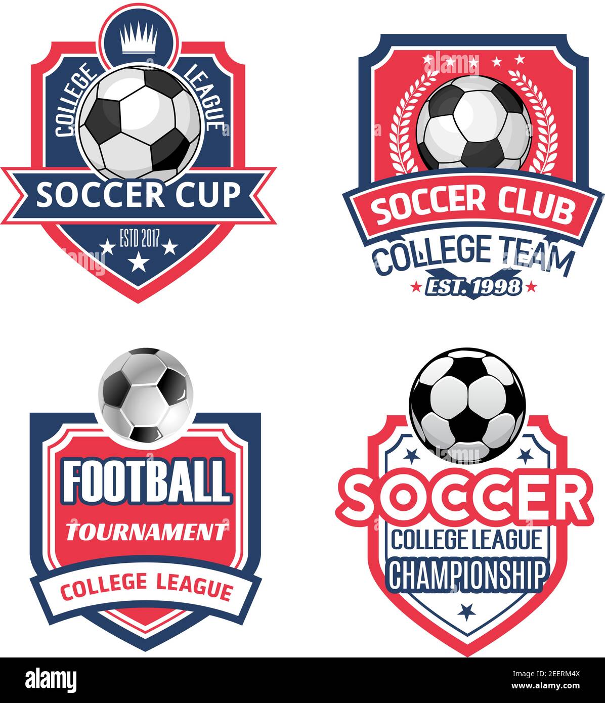 Soccer sports club or football championship cup icon templates. Vector ...