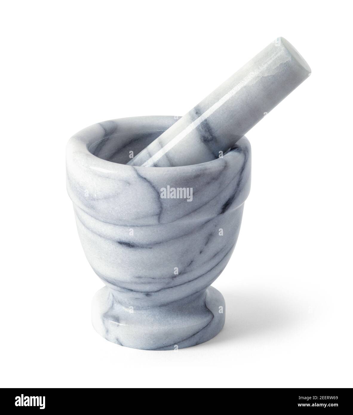 Marble Stone Mortar and Pestle Cut Out. Stock Photo