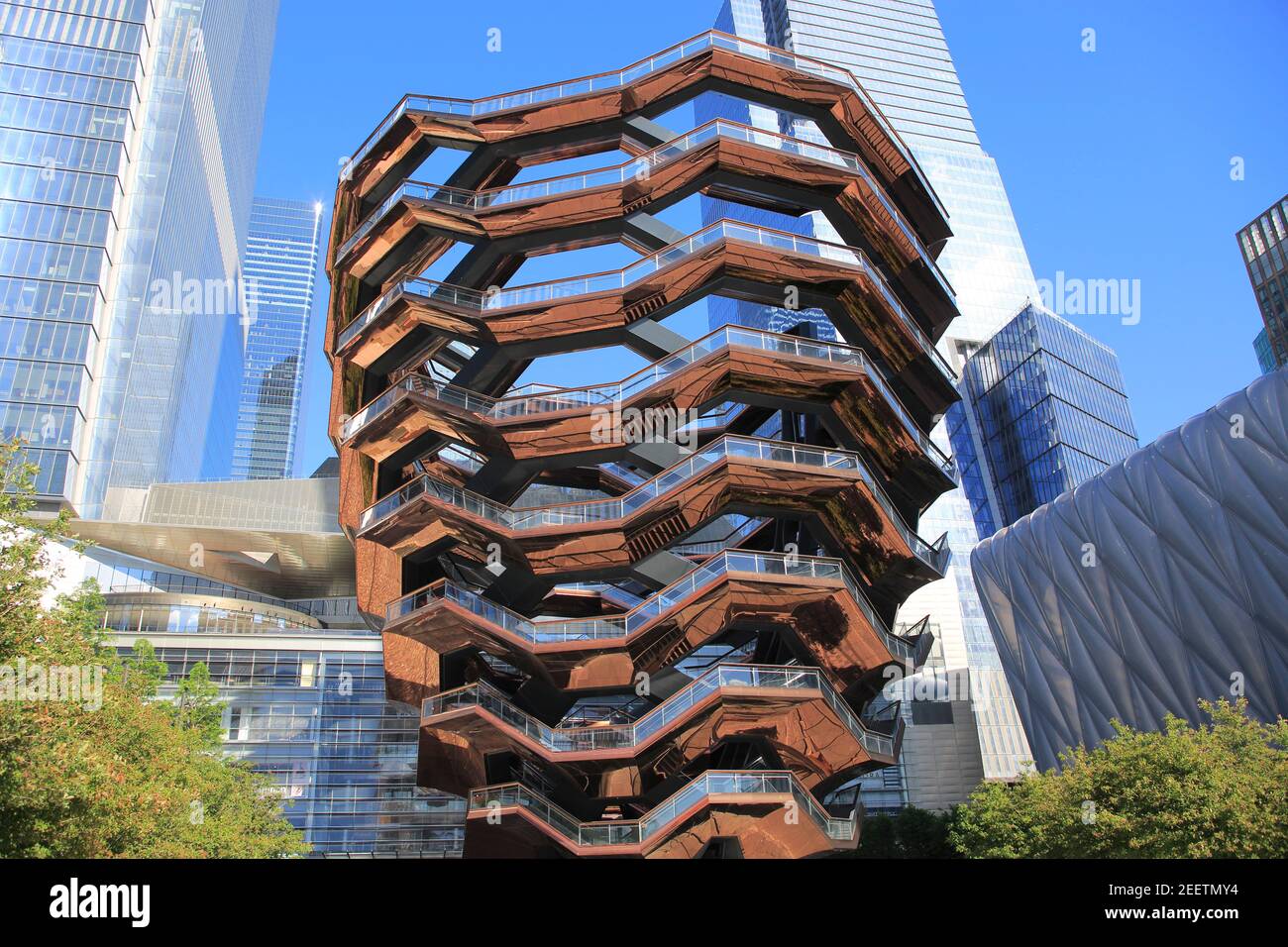 Hudson Yards, The Vessel Staircase, Public Square and Gardens, Manhattan, New York City, New York, USA Stock Photo