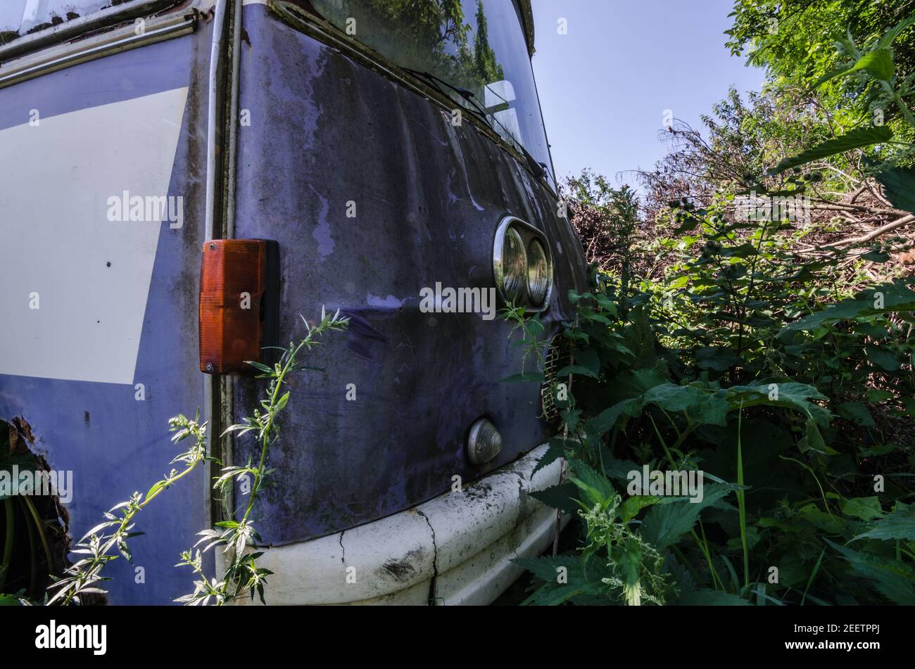 Purple bus rear view hi-res stock photography and images - Alamy