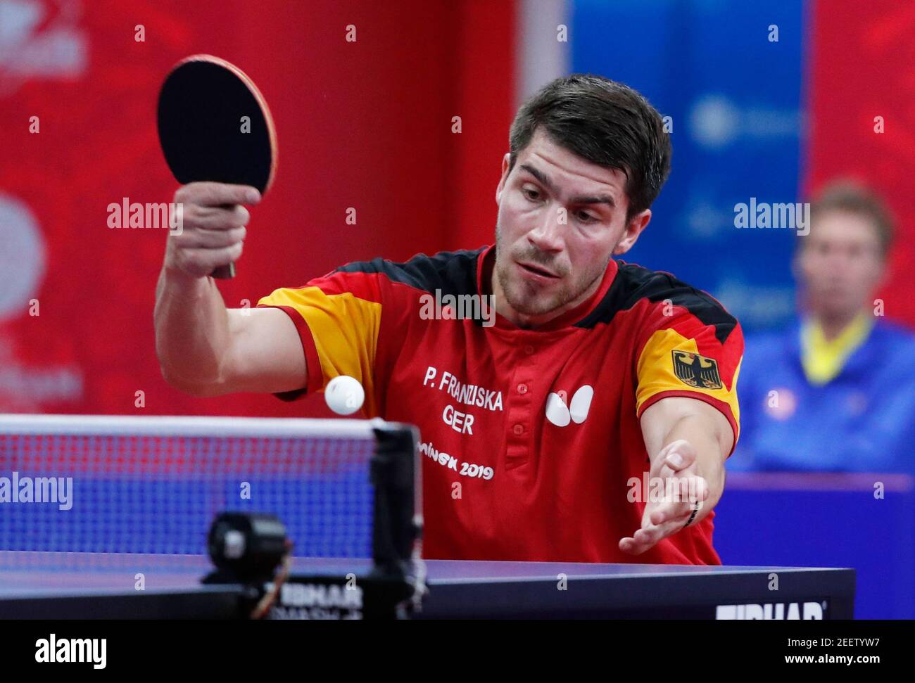 2019 European Games - Table Tennis - Men's Team - Tennis Olympic Centre,  Minsk, Belarus - June 29, 2019. Germany's Patrick Franziska in action  during match three of the gold medal match