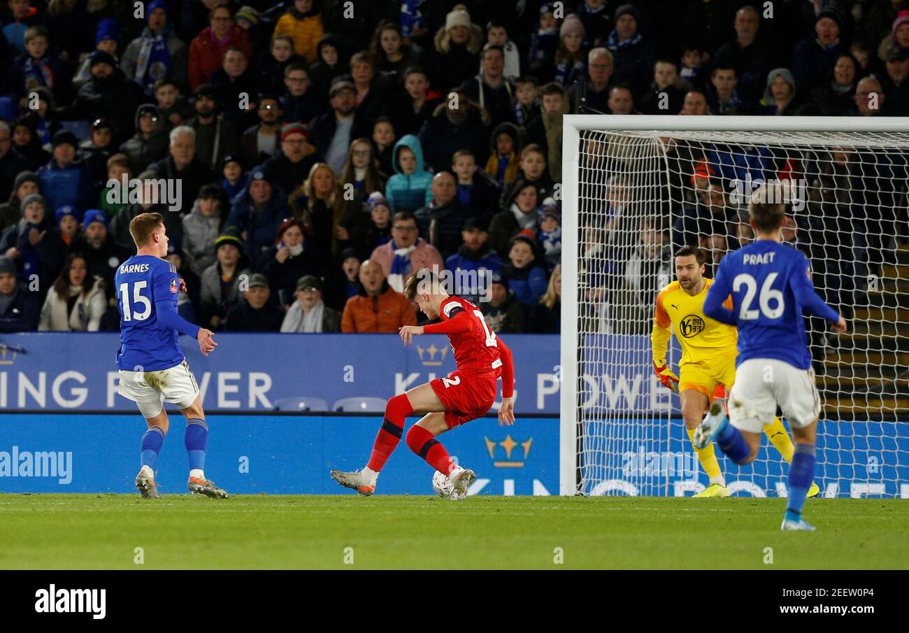 Soccer Football - FA Cup - Third Round - Leicester City v Wigan Athletic -  King Power Stadium, Leicester, Britain - January 4, 2020 Wigan Athletic's  Tom Pearce scores an own goal