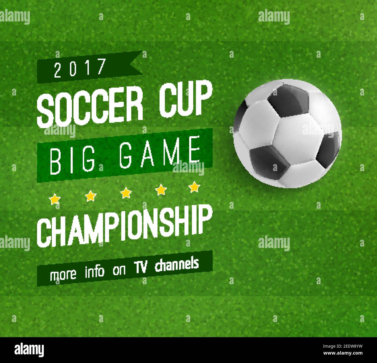 Soccer ball on football field poster of sport game competition