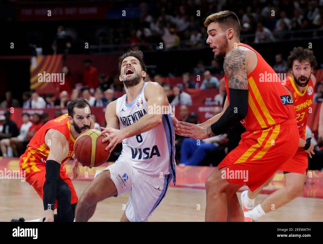 Basketball - FIBA World Cup - Final - Argentina v Spain - Wukesong Sport Arena, Beijing, China - September 15, 2019  Argentina's Nicolas Laprovittola in action  REUTERS/Jason Lee Stock Photo