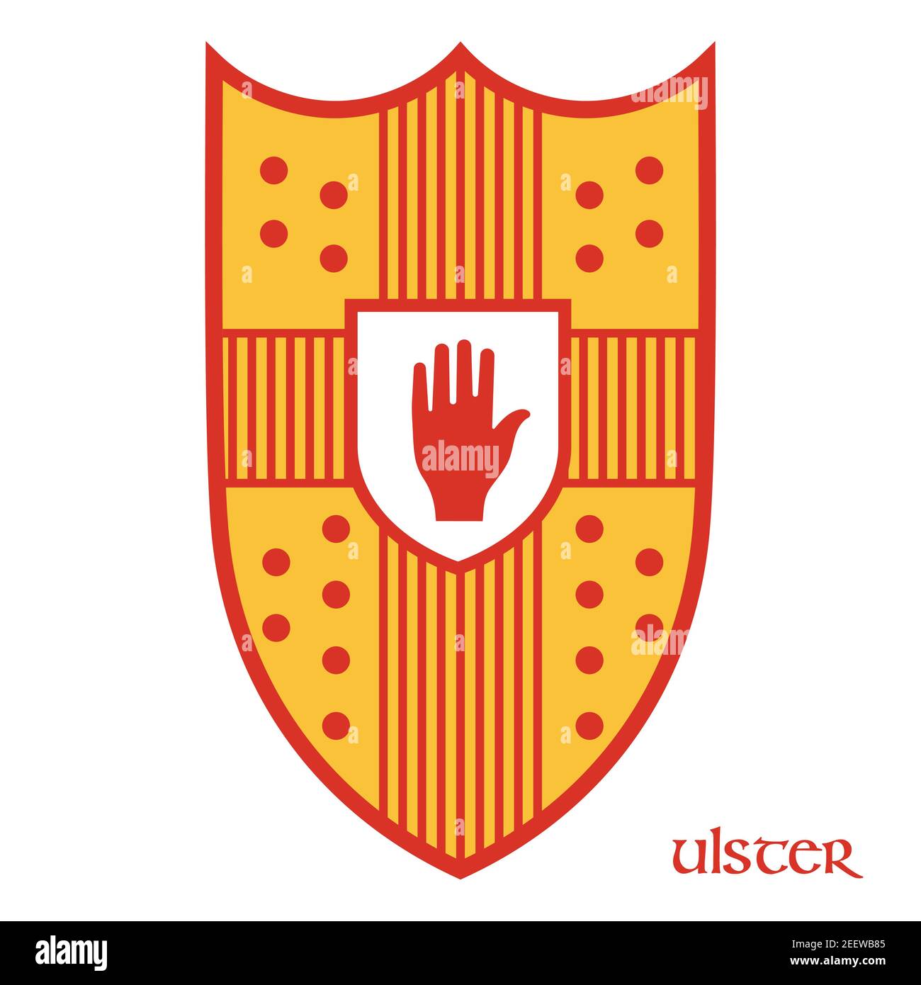 Irish Celtic design in vintage, retro style. Irish design with coat of arms of the province of Ulster Stock Vector