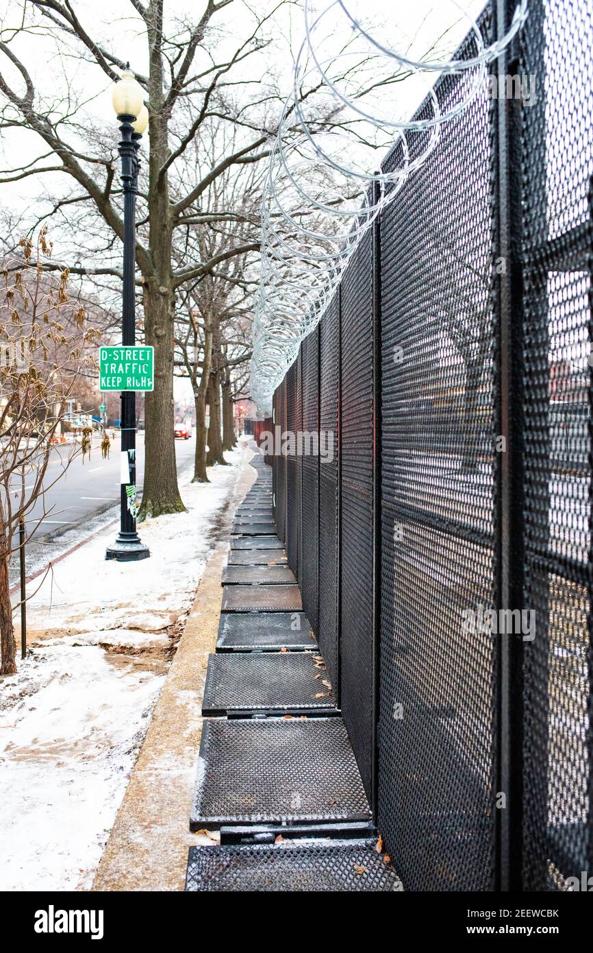 Security fence surrounding capitol Hill territory after Capitol Hill riots nobody Stock Photo