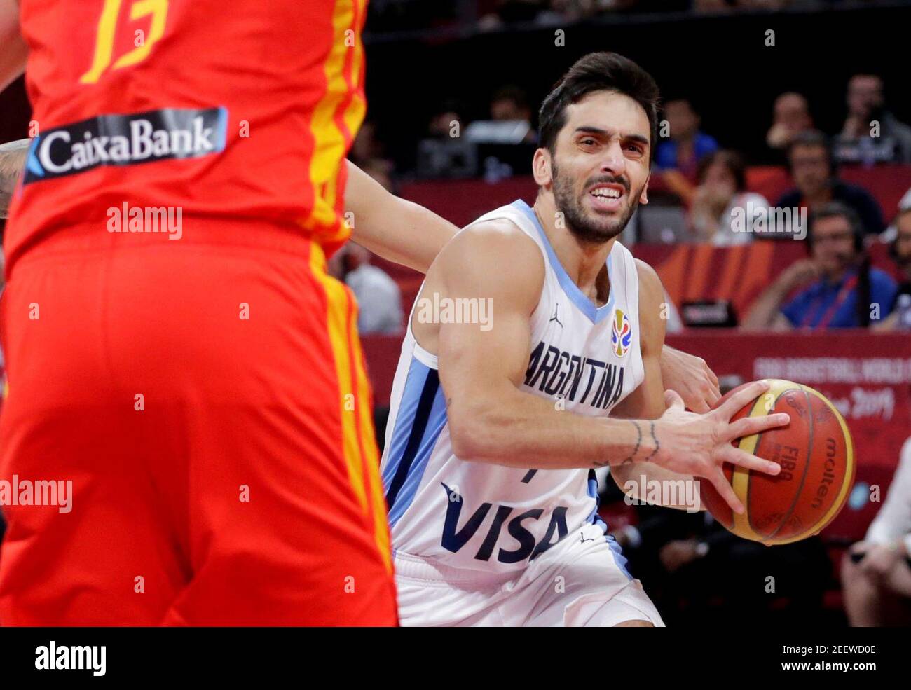 Basketball - FIBA World Cup - Final - Argentina v Spain - Wukesong Sport Arena, Beijing, China - September 15, 2019  Argentina's Facundo Campazzo in action   REUTERS/Jason Lee Stock Photo