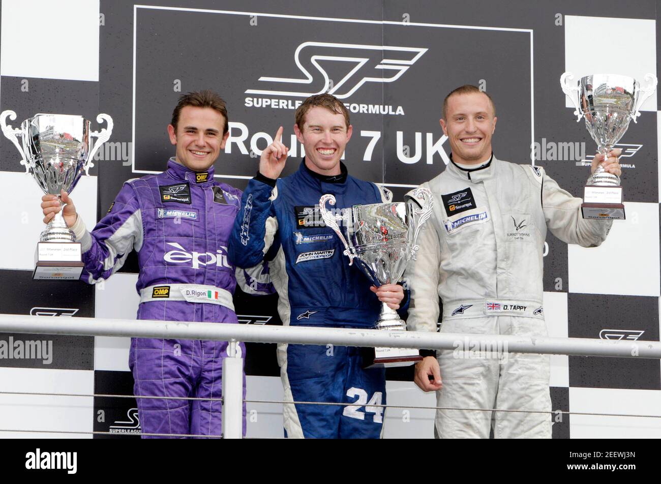 Motor Sport Superleague Formula Uk Grand Prix Brands Hatch 1 8 10 John Martin Of Beijing Guoan Fc On The Podium After Winning The Super Final Alongside Second Placed Davide Rigon Motor Sport Superleague Formula Uk Grand Prix Brands Hatch 1 8 10 John Martin Of Beijing Guoan Fc On The Podium After Winning The Super Final Alongside Second Placed Davide Rigon