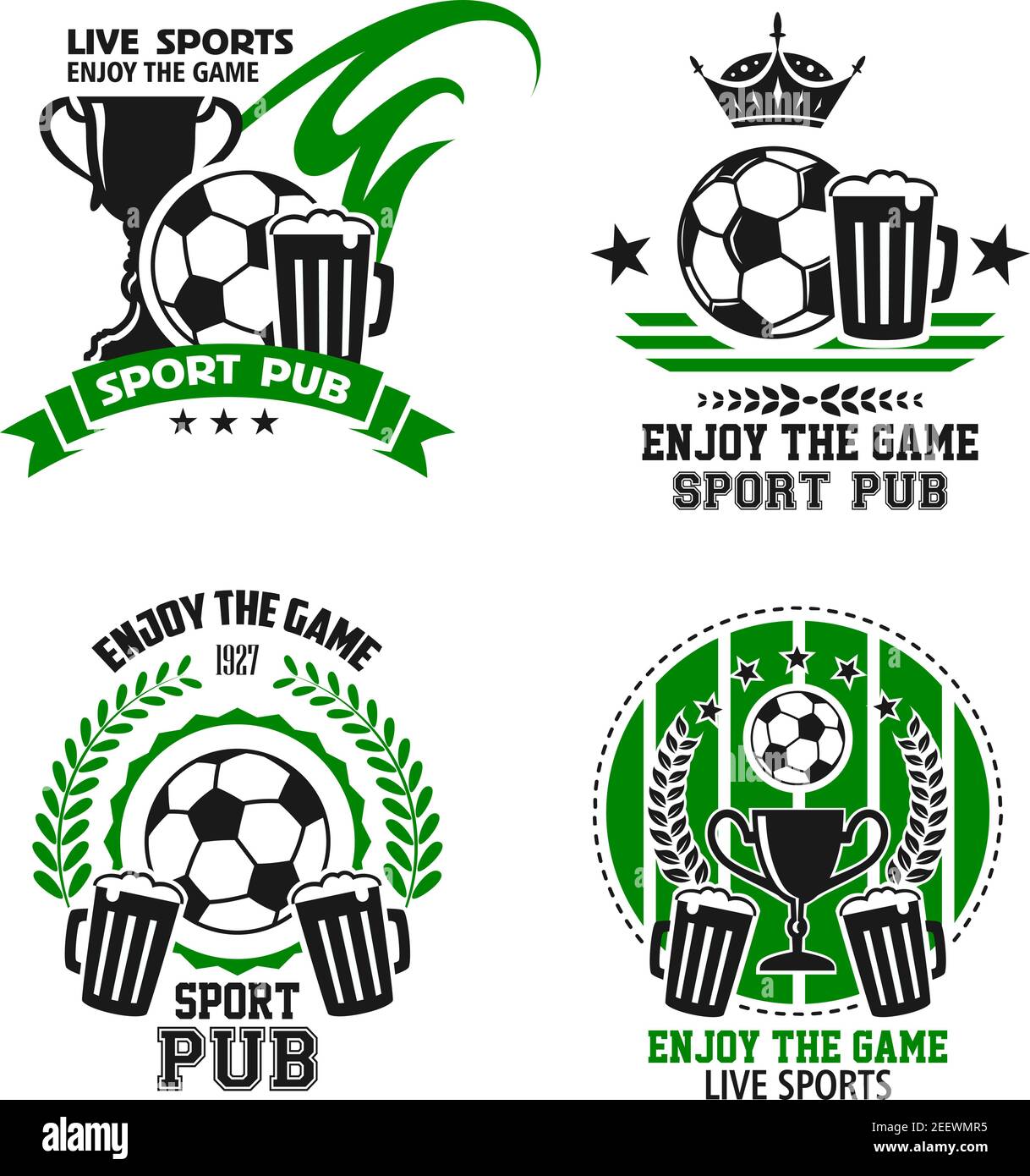 Soccer sport pub icons for football live championship or tournament