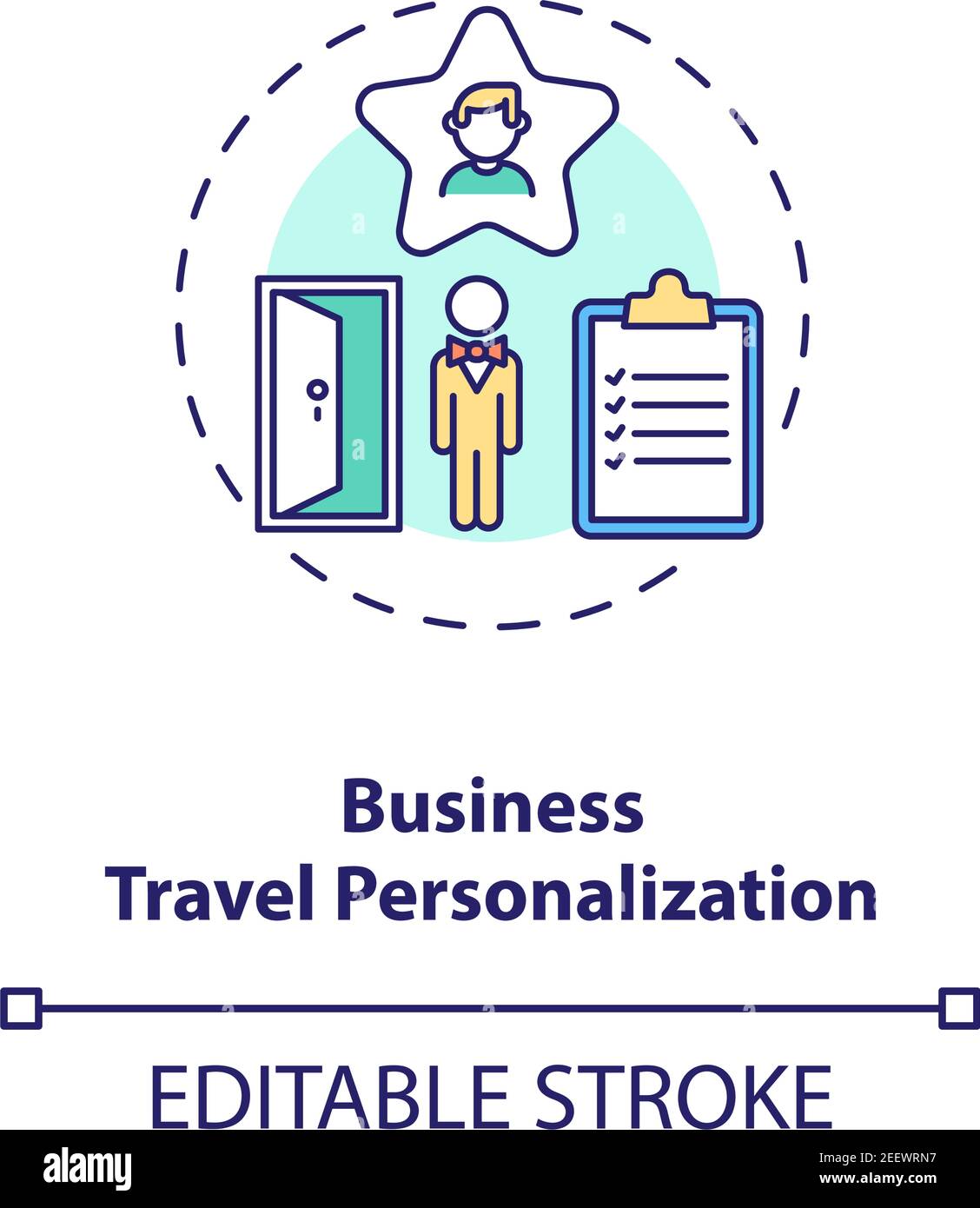 Business travel personalization concept icon Stock Vector
