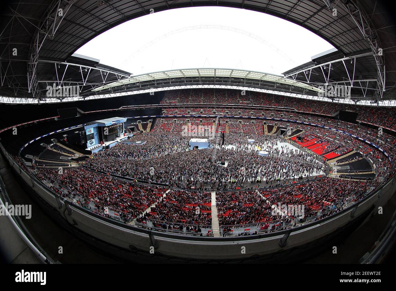 London, UK.  9th June 2013.  Wide view of  Wembley Stadium Interior and Fans arriving at the Capital FM's Summertime Ball at Wembley Stadium, London. Stock Photo