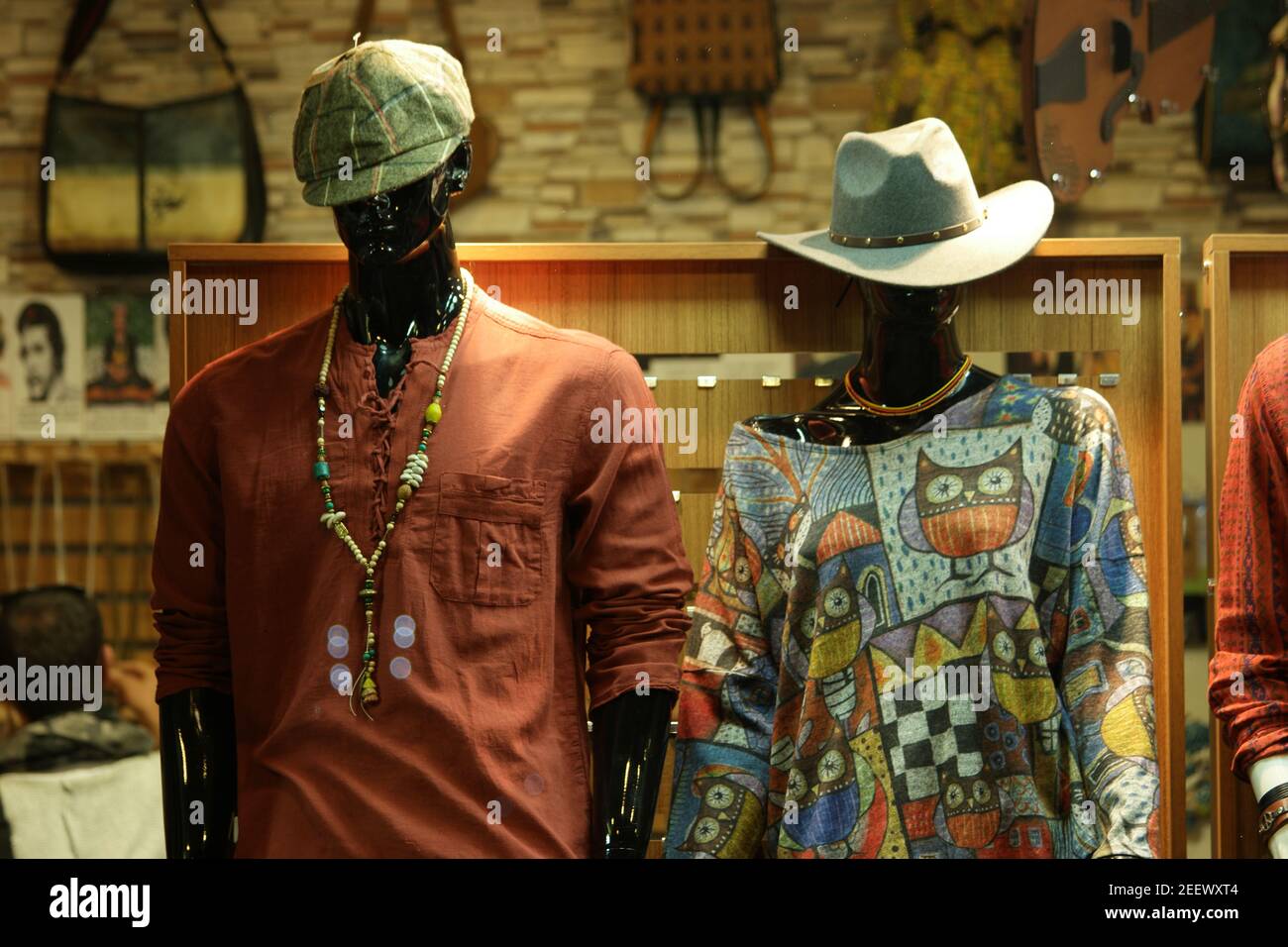 Male and female mannequins dressed in casual clothes. Stock Photo