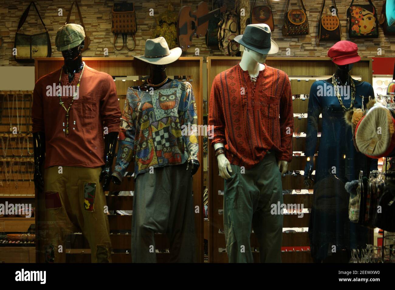 Mannequins dressed in casual clothes in shopping mall. Stock Photo