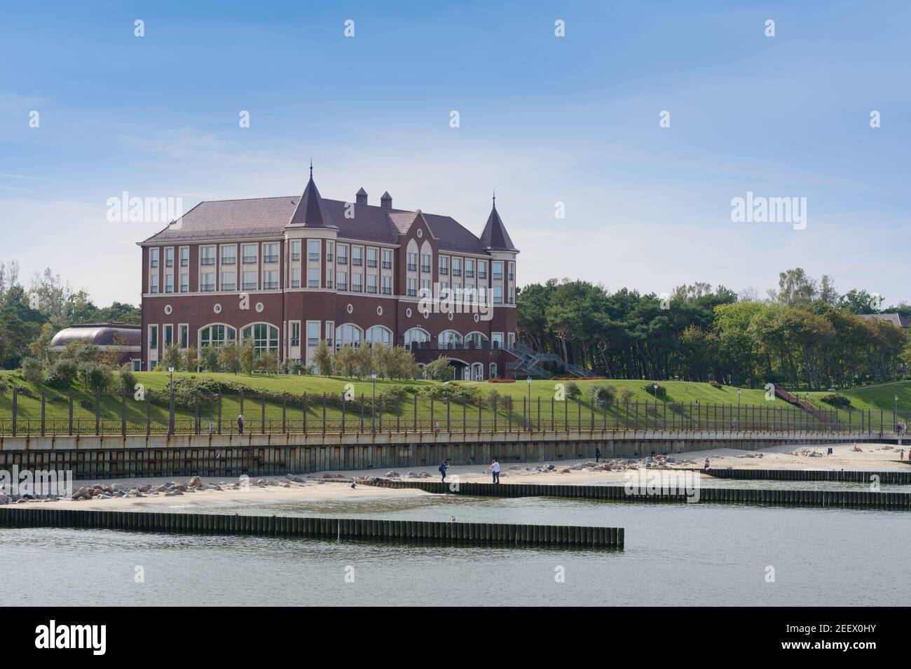 Pionersky, Kaliningrad Region, Russia - September 2020: Yantar Palace is state residence of President of Russia on shores Baltic Sea. Stock Photo