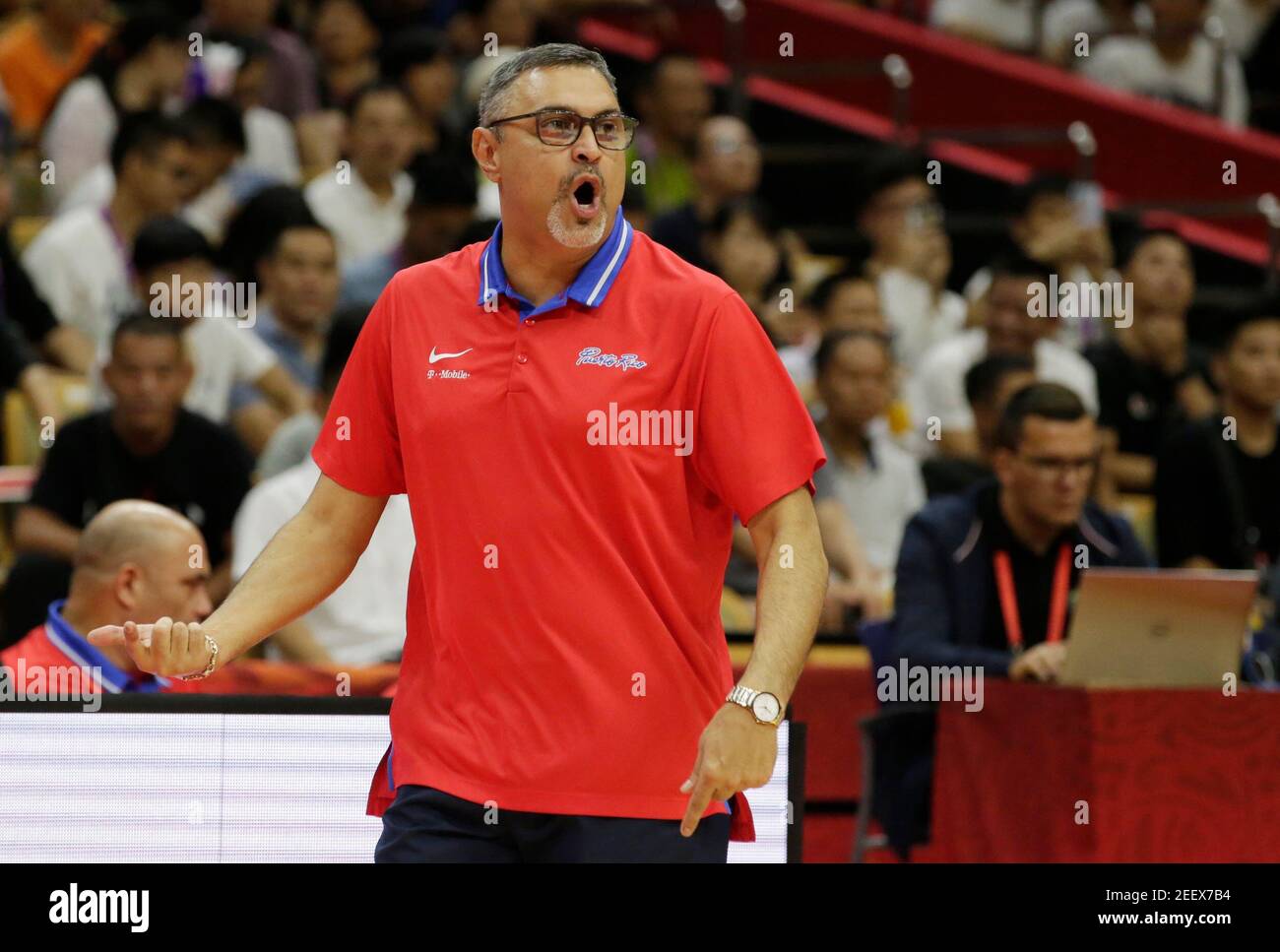 Basketball - FIBA World Cup - Second Round - Group J - Serbia v Puerto Rico - Wuhan Sports Centre, Wuhan, China - September 6, 2019  Puerto Rico coach Eddle Casiano REUTERS/Jason Lee Stock Photo