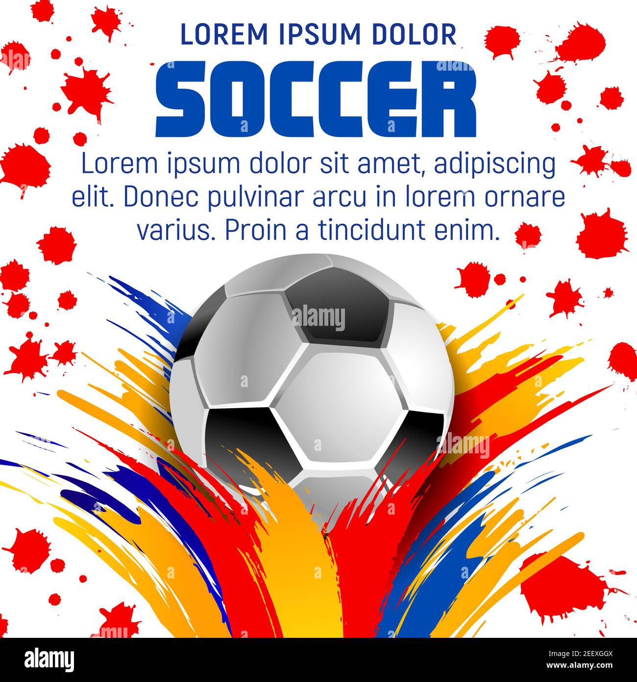 Soccer ball with paint splash poster of football sport game template