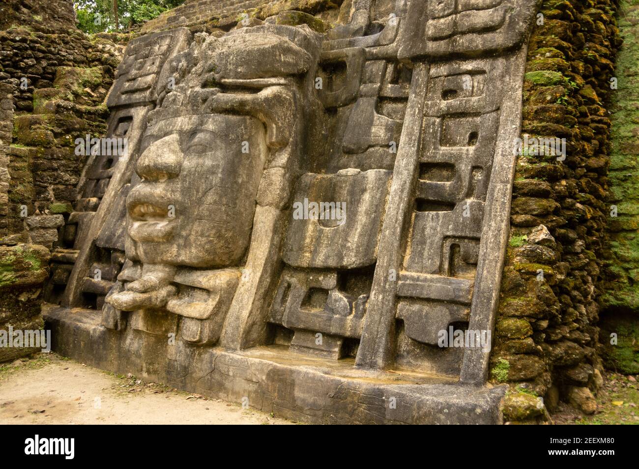 The Mask Temple at the Mayan ruins of Lamanai, in the Orange Walk district  of Belize Stock Photo - Alamy