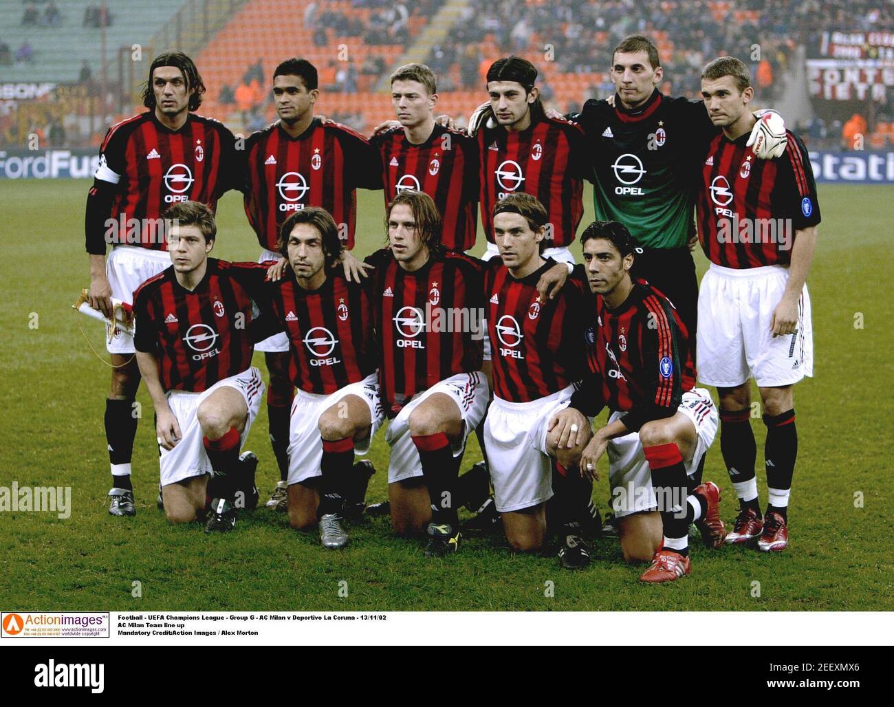 Football - UEFA Champions League - Group G - AC Milan v Deportivo La Coruna - 13/11/02 Team line up Credit:Action Images / Morton Stock Photo - Alamy