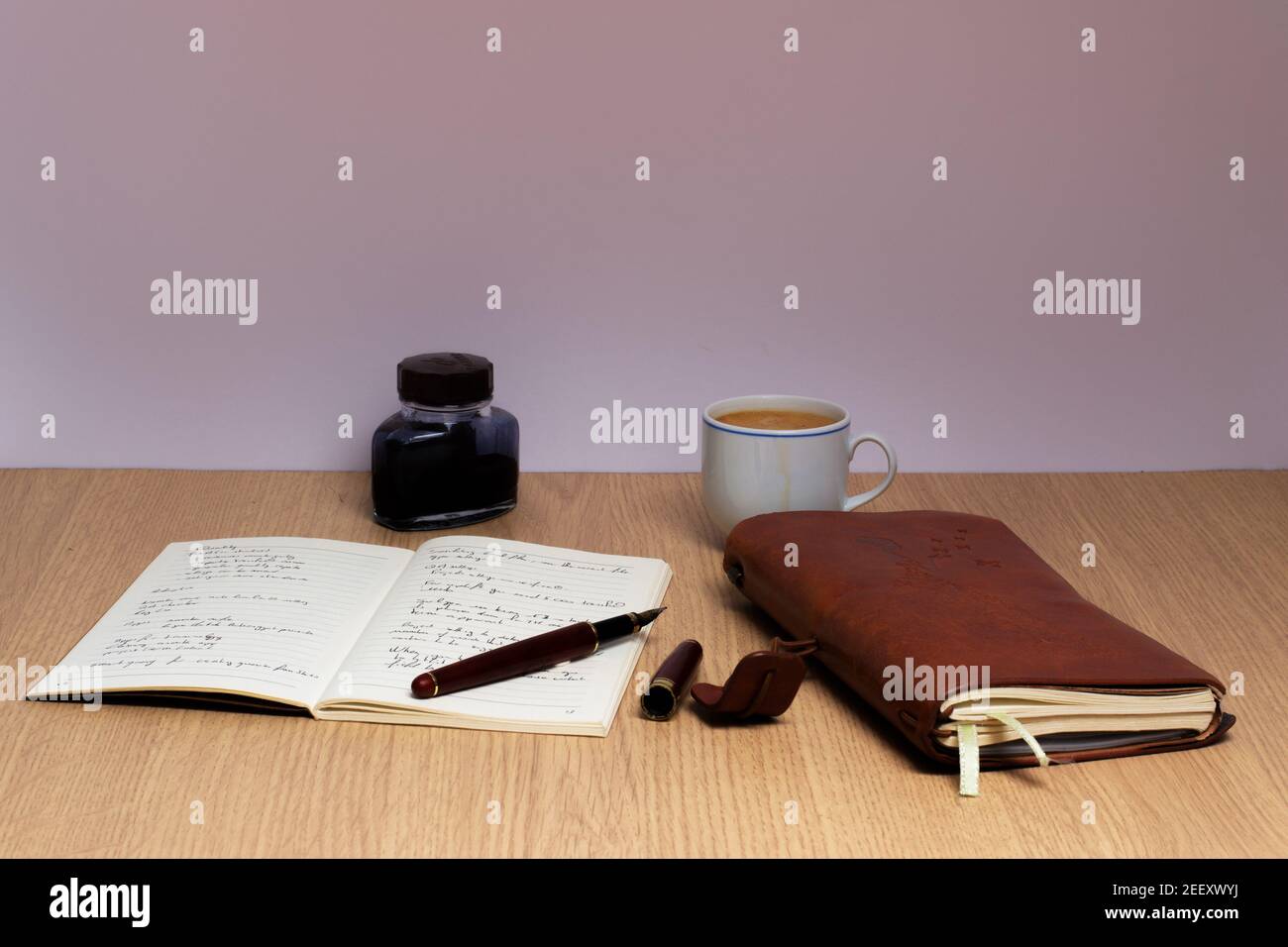 Taking note in a notebook with a fountain pen, still life Stock Photo Alamy