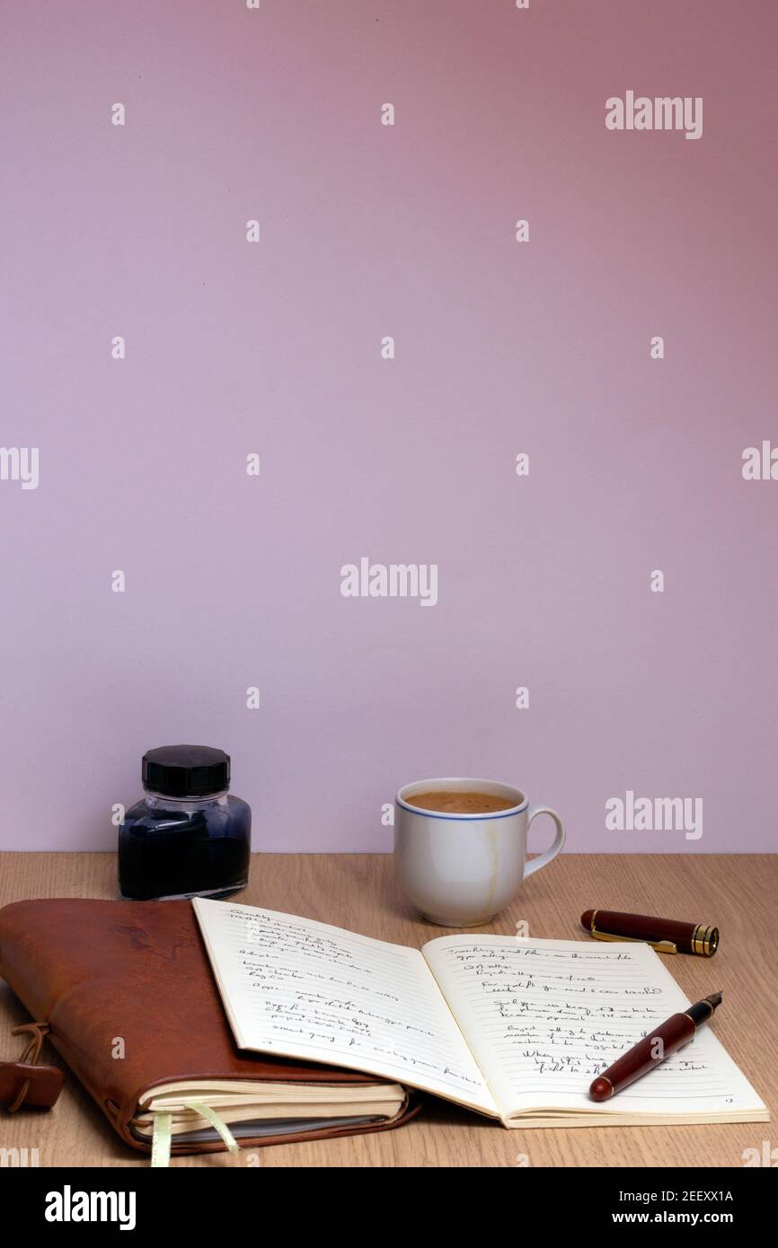 Taking note in a notebook with a fountain pen, still life Stock Photo Alamy