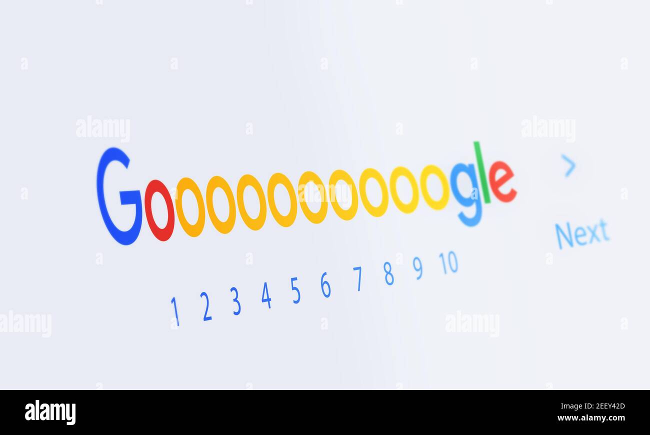 2021: blank web page with the typical word Goooooooooogle. the Google