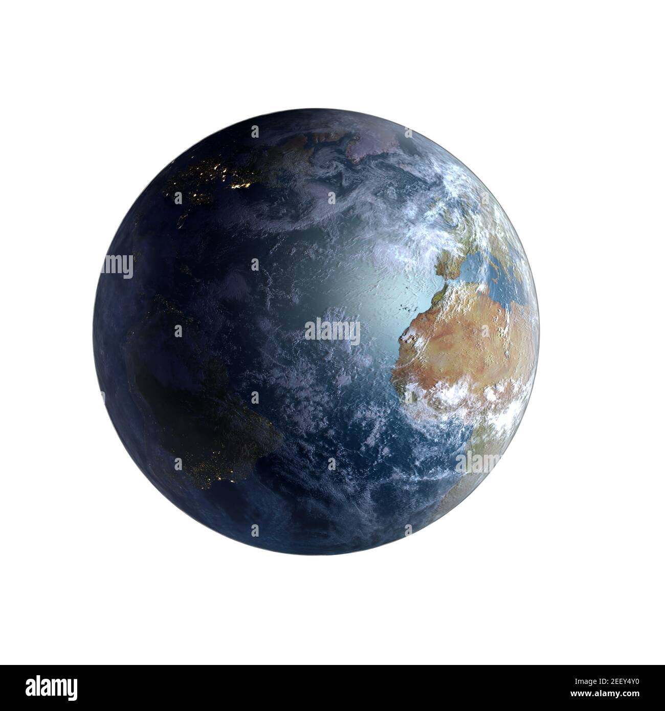 3D rendering of planet Earth from space with the Atlantic Ocean surrounded by continents, with clipping path, for science and business backgrounds. El Stock Photo