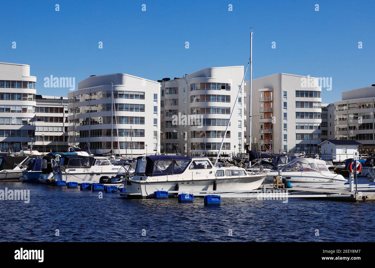 Lulea, Sweden August 25, 2020 Marina in modern urban residential