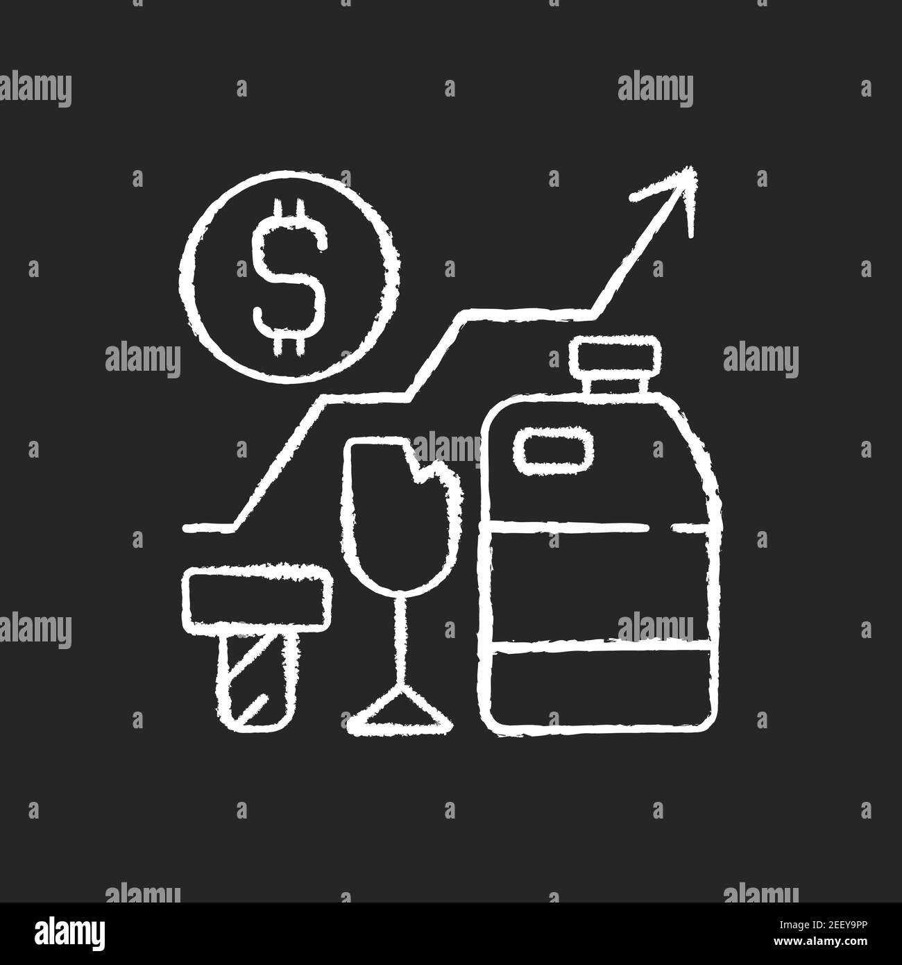 Waste analytics chalk white icon on black background Stock Vector