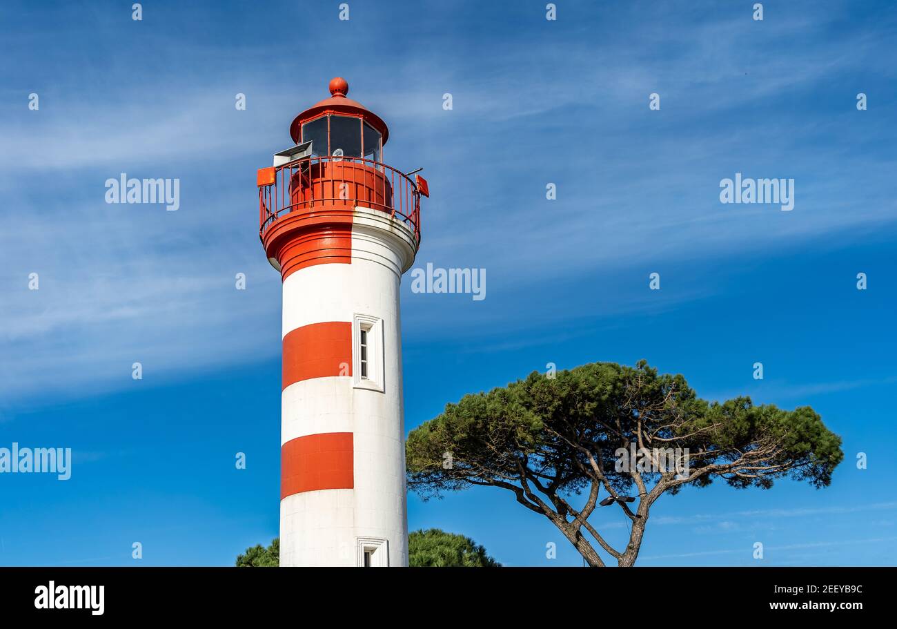 La Rochelle vertical lighthouse on sunny day in south western france Stock Photo