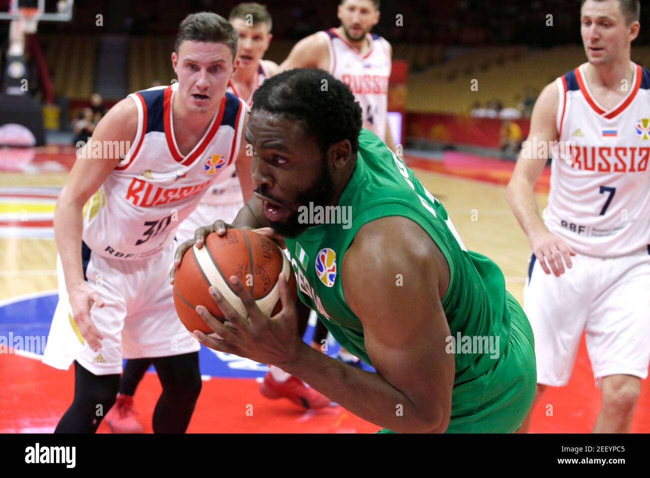 Basketball - FIBA World Cup - Russia v Nigeria - Wuhan Sports Center, Wuhan, China - August 31, 2019 Nigeria's Ike Diogu in action REUTERS/Jason Lee Stock Photo
