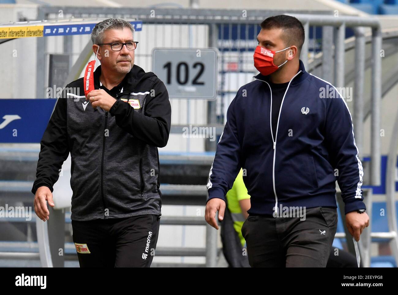 Soccer Football - Bundesliga - TSG 1899 Hoffenheim v 1. FC Union Berlin - PreZero Arena, Sinsheim, Germany - June 20, 2020 1. FC Union Berlin coach Urs Fischer during the warm up before the match following the resumption of play behind closed doors after the outbreak of the coronavirus disease (COVID-19)  Thomas Kienzle/Pool via REUTERS  DFL regulations prohibit any use of photographs as image sequences and/or quasi-video Stock Photo