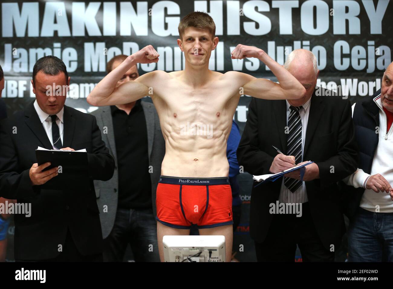 Boxing - Jamie McDonnell & Julio Ceja Weigh-In - Frenchgate Shopping Centre, Doncaster - 10/5/13  Jason Cunningham during the weigh in  Mandatory Credit: Action Images / Carl Recine Stock Photo