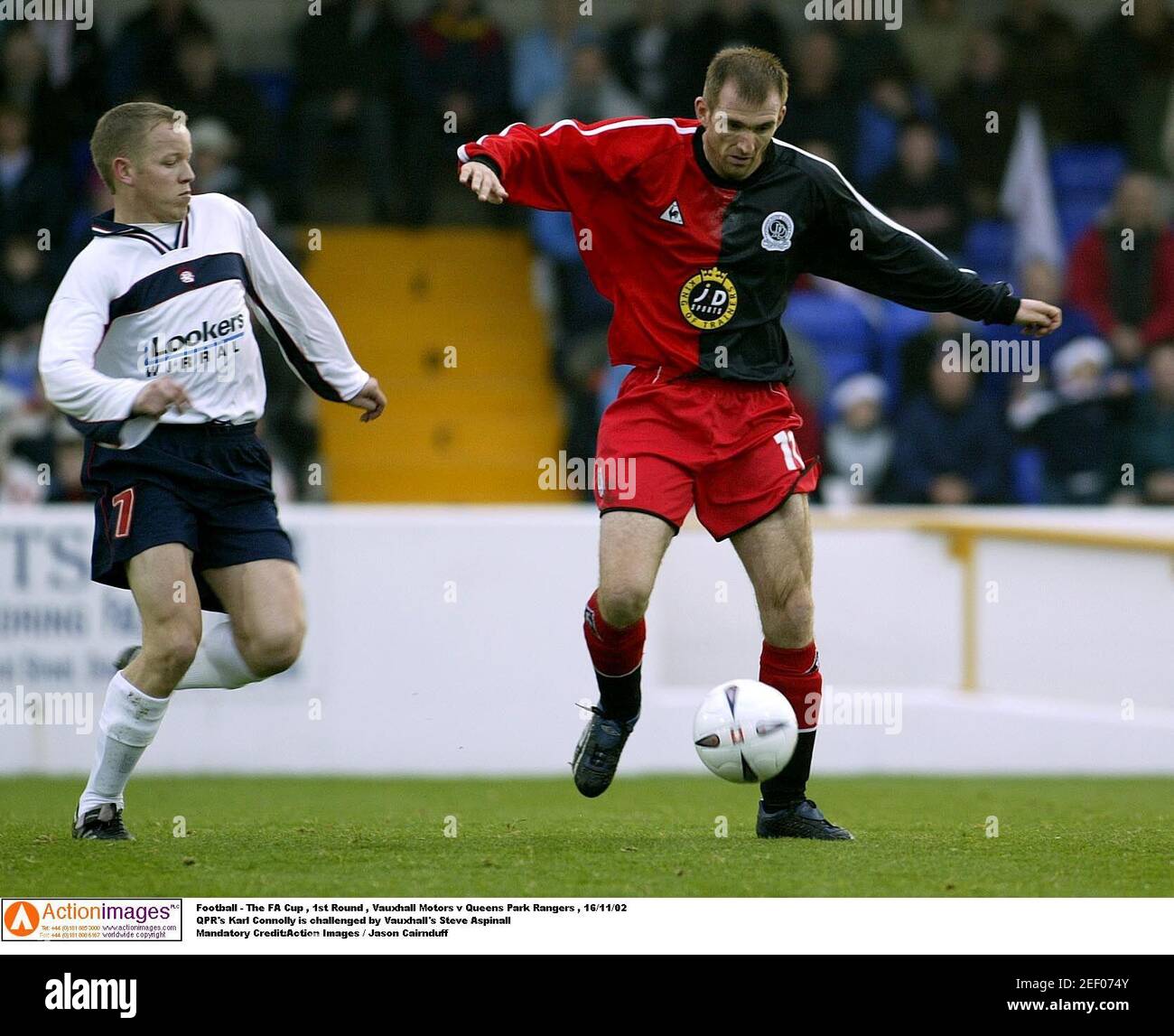 Football The Fa Cup 1st Round Vauxhall Motors V Queens Park Rangers 16 11 02 Qpr S Karl Connolly Is Challenged By Vauxhall S Steve Aspinall Mandatory Credit Action Images Jason Cairnduff Stock Photo Alamy Football The Fa Cup 1st Round Vauxhall Motors V Queens Park Rangers 16 11 02 Qpr S Karl Connolly Is Challenged By Vauxhall S Steve Aspinall Mandatory Credit Action Images Jason Cairnduff Stock Photo Alamy