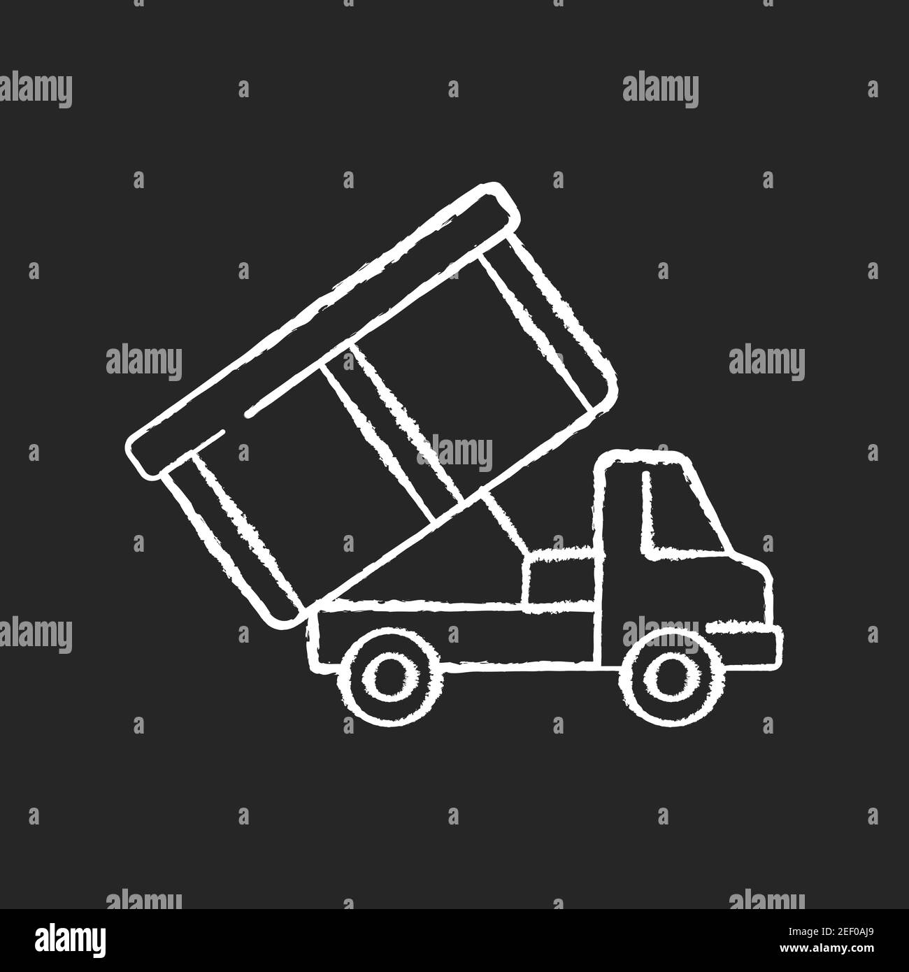 Roll-off truck chalk white icon on black background Stock Vector