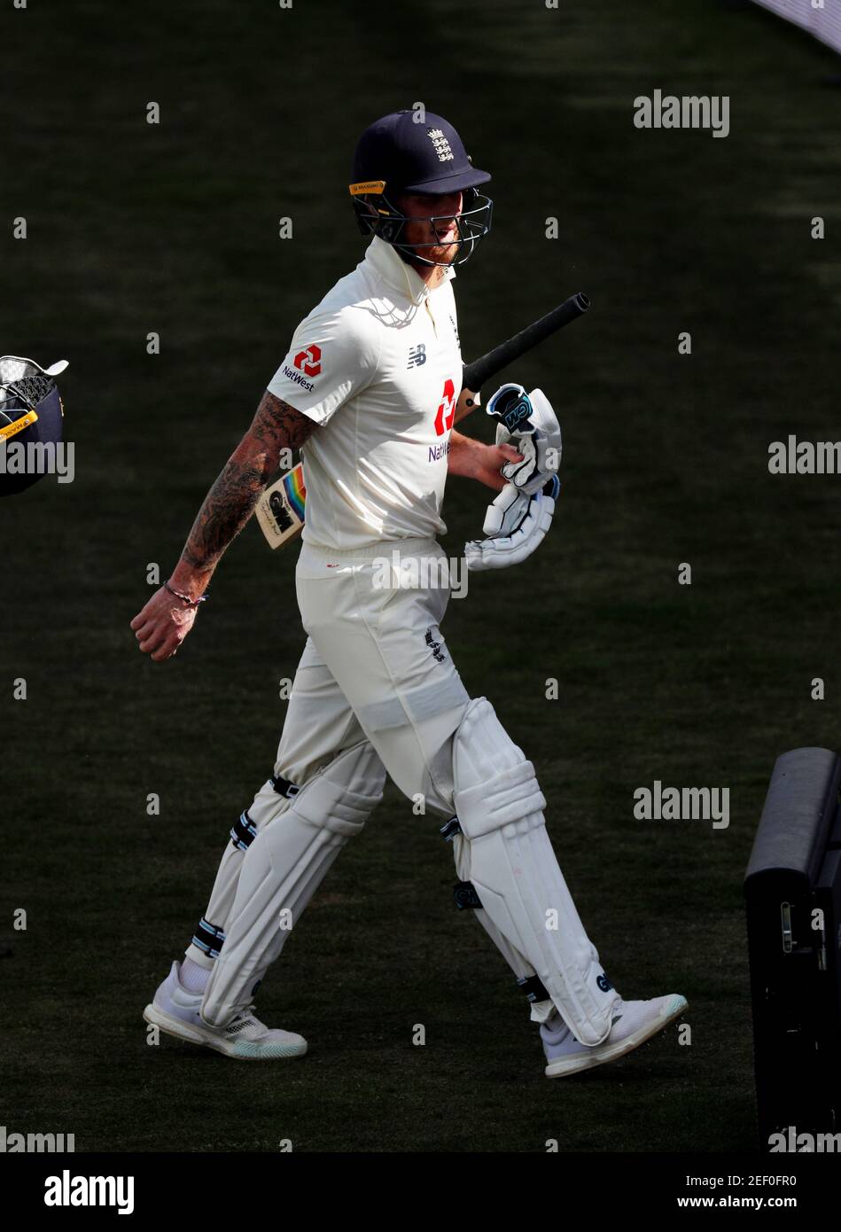 Cricket - First Test - England v West Indies - Rose Bowl Cricket Stadium, Southampton, Britain - July 11, 2020   England's Ben Stokes walks off, as play resumes behind closed doors following the outbreak of the coronavirus disease (COVID-19)   Adrian Dennis/Pool via REUTERS Stock Photo
