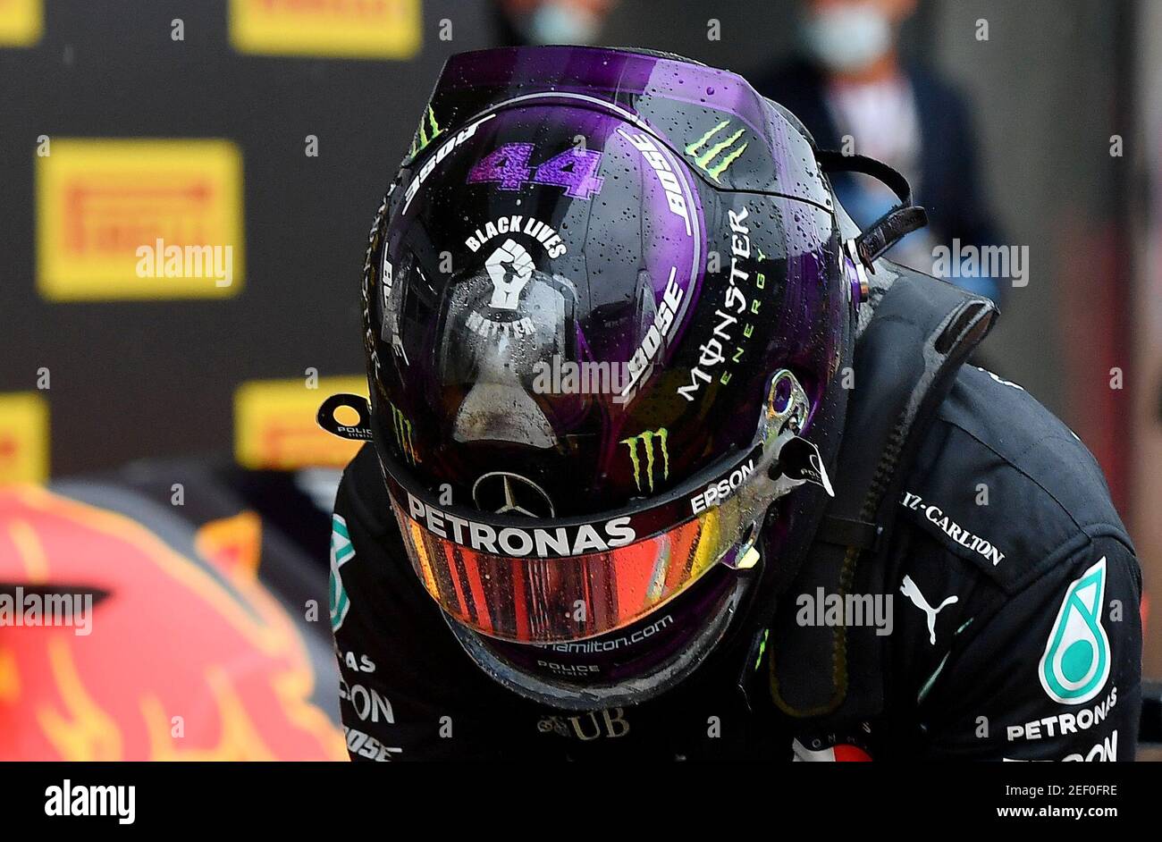 Formula One F1 - Steiermark Grand Prix - Red Bull Ring, Spielberg, Styria,  Austria - July 11, 2020 Mercedes' Lewis Hamilton with Black Lives Matter on  his helmet after qualifying in pole