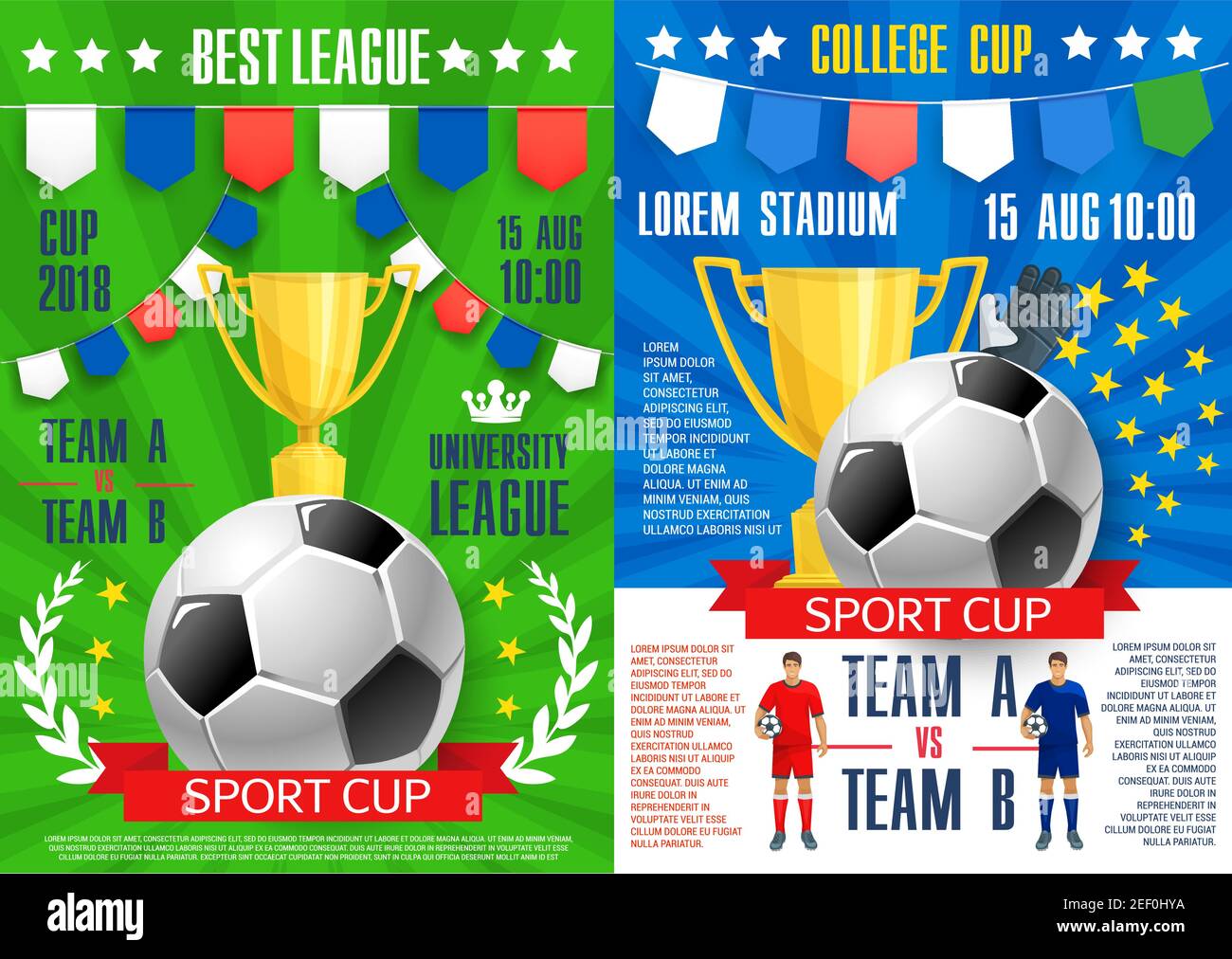 Soccer sport cup tournament posters design template for football league