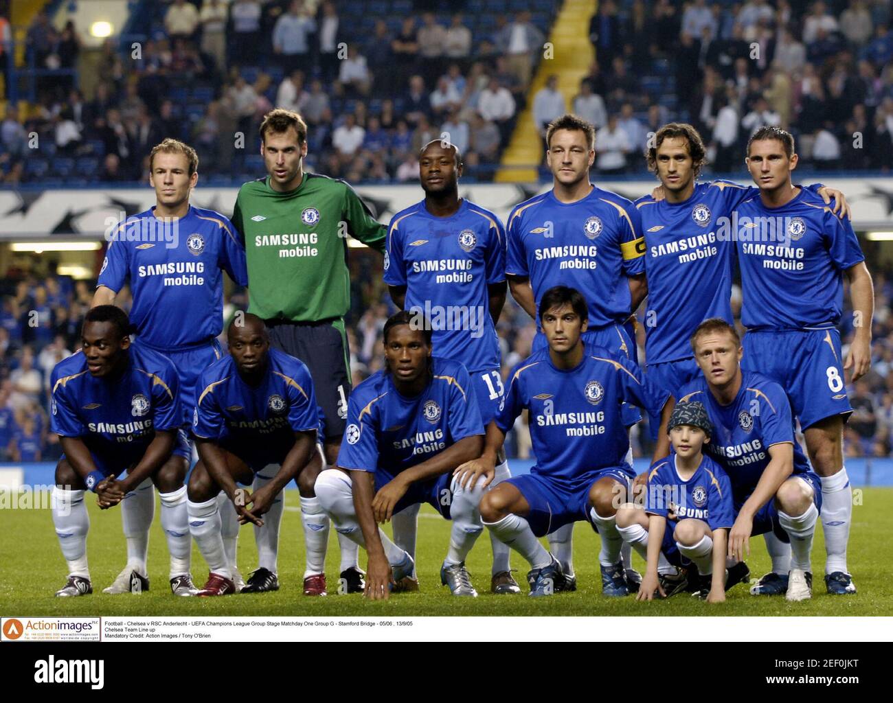Football - Chelsea v RSC Anderlecht - UEFA Champions League Group Stage  Matchday One Group G - Stamford Bridge - 05/06 , 13/9/05 Chelsea Team Line  up Mandatory Credit: Action Images / Tony O'Brien Stock Photo - Alamy