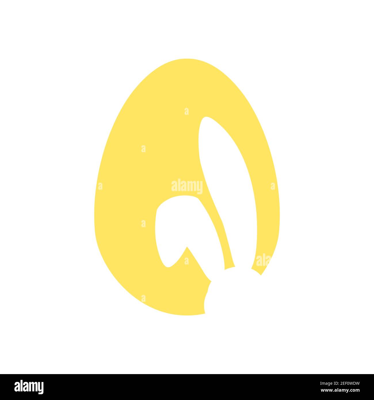 Easter egg shape with bunny ears silhouette on white background ...
