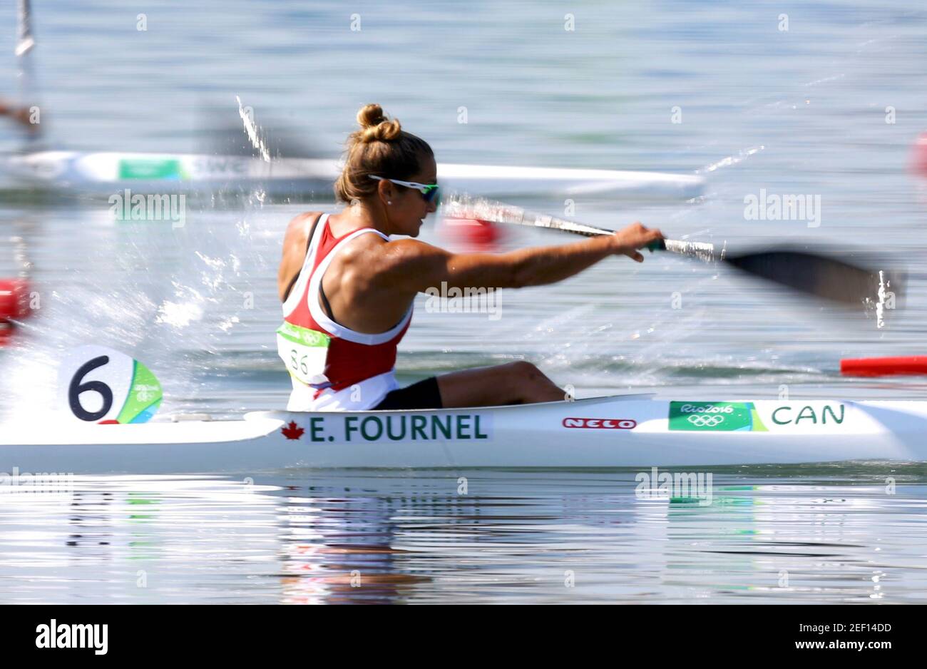 2016 Rio Olympics - Canoe Sprint - Preliminary - Women's Kayak Single (K1)  500m - Heats - Lagoa Stadium - Rio de Janeiro, Brazil - 17/08/2016. Emilie  Fournel (CAN) of Canada competes.
