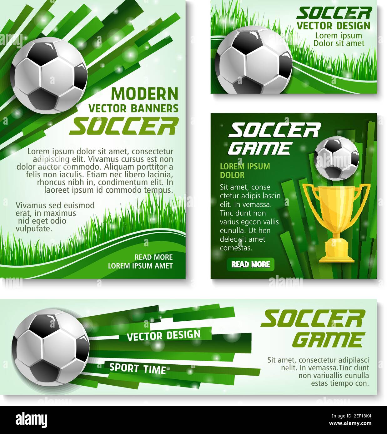 Soccer game modern banners or posters for football sport team or