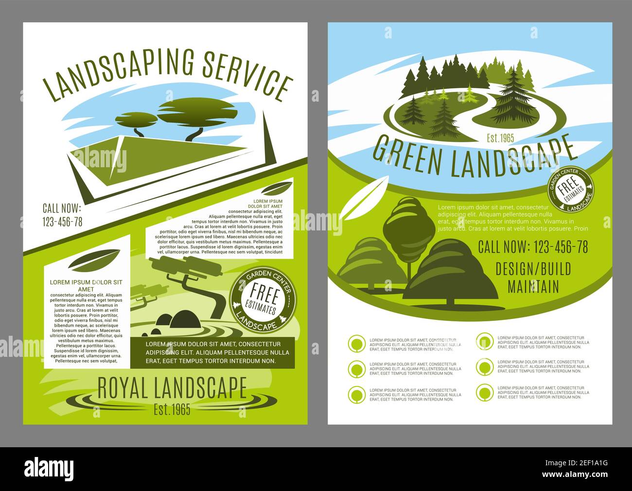 Landscape service company business poster for landscaping and gardening