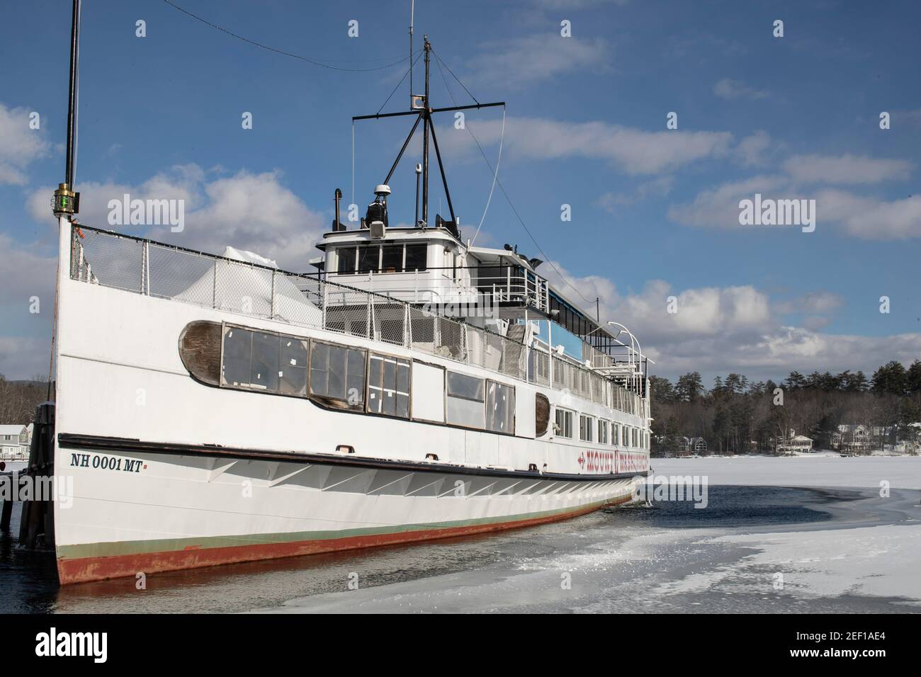 The MS Mount Washington boat is stored or docked here in winter. This