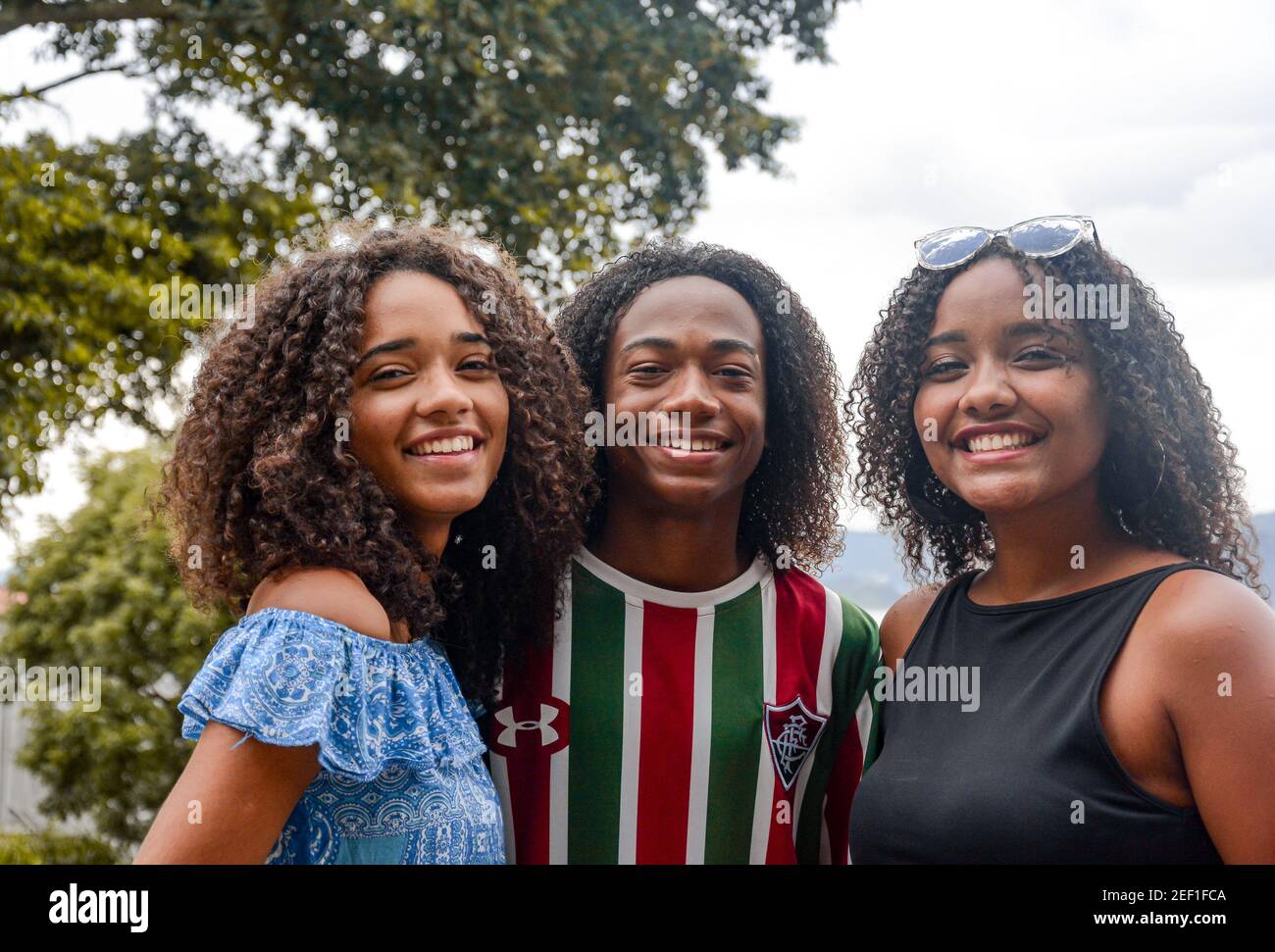 RIO DE JANEIRO, BRAZIL - JANUARY 3, 2020: A group of brazilian teens