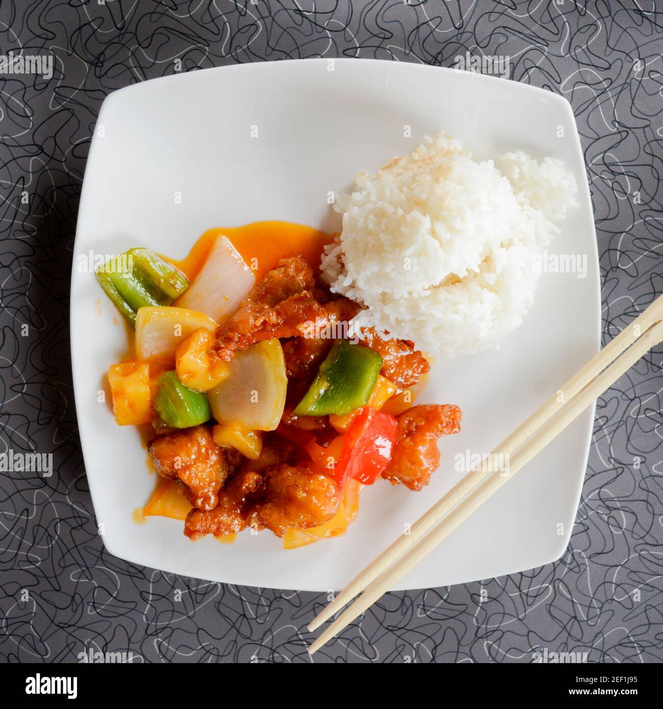 Food photography, Sweet and Sour chicken, Chinese food Stock Photo