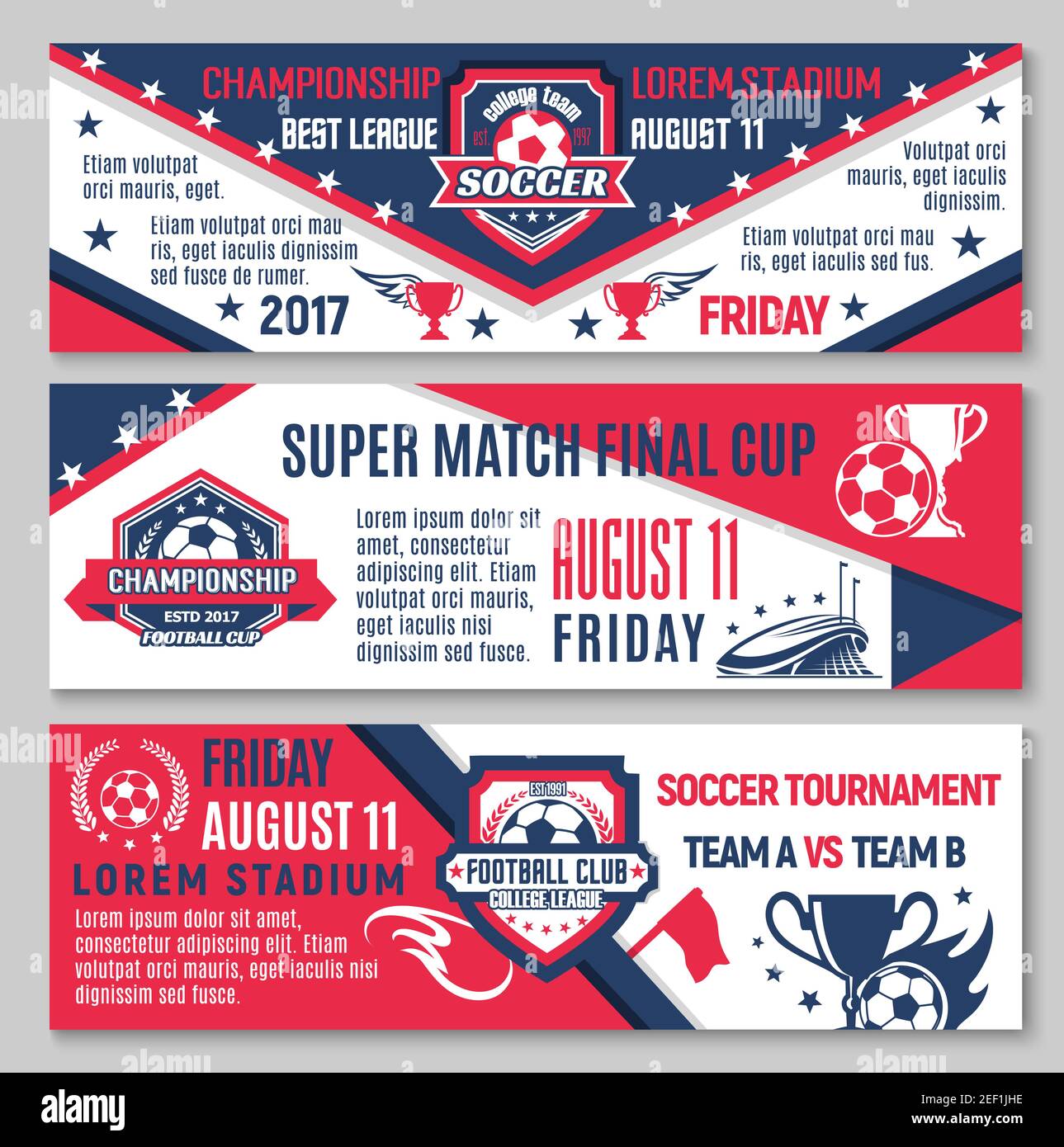 Soccer or football championship match banner of sport game tournament ...