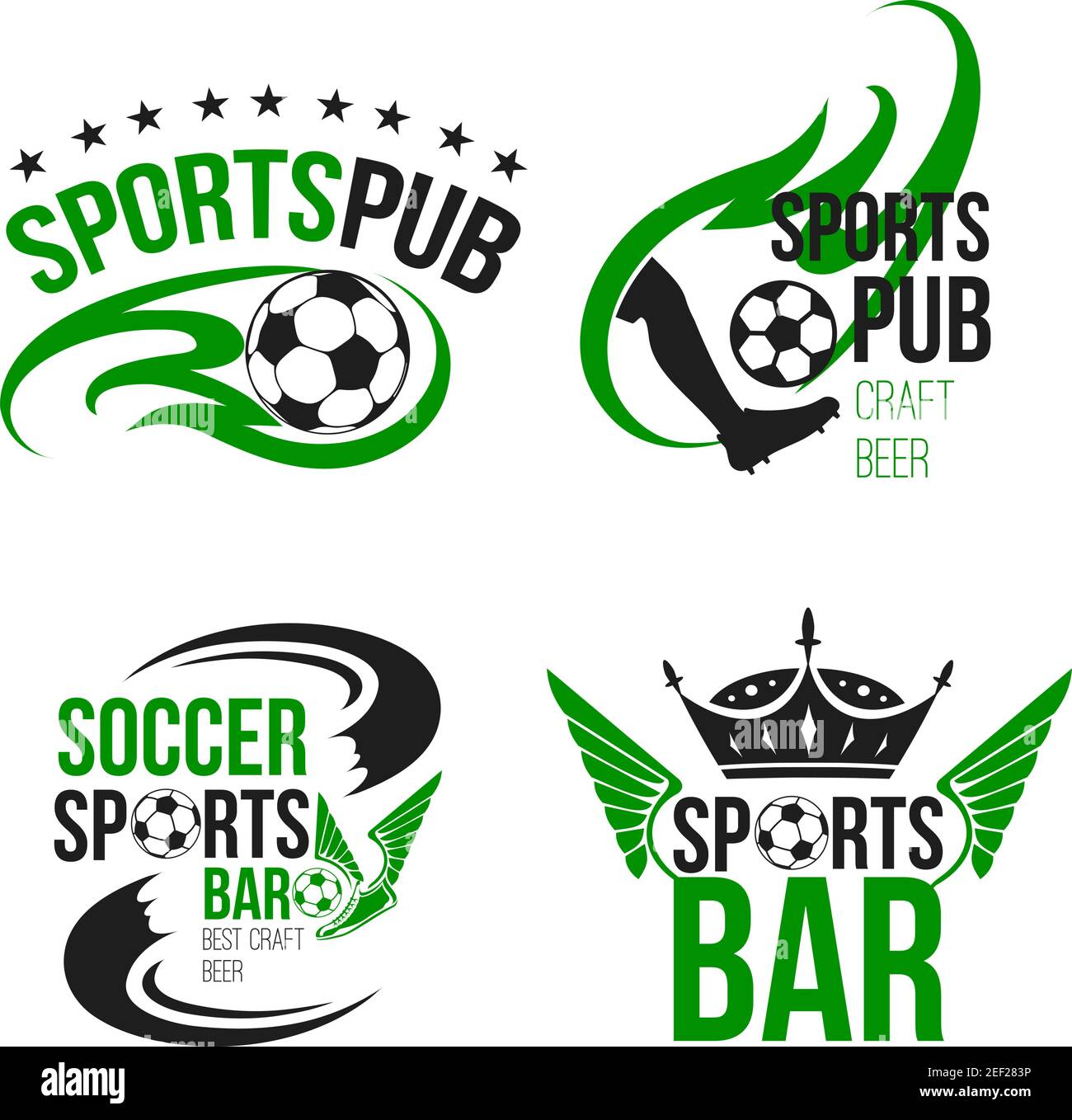 Soccer sports pub icons templates for football fan club beer bar ...
