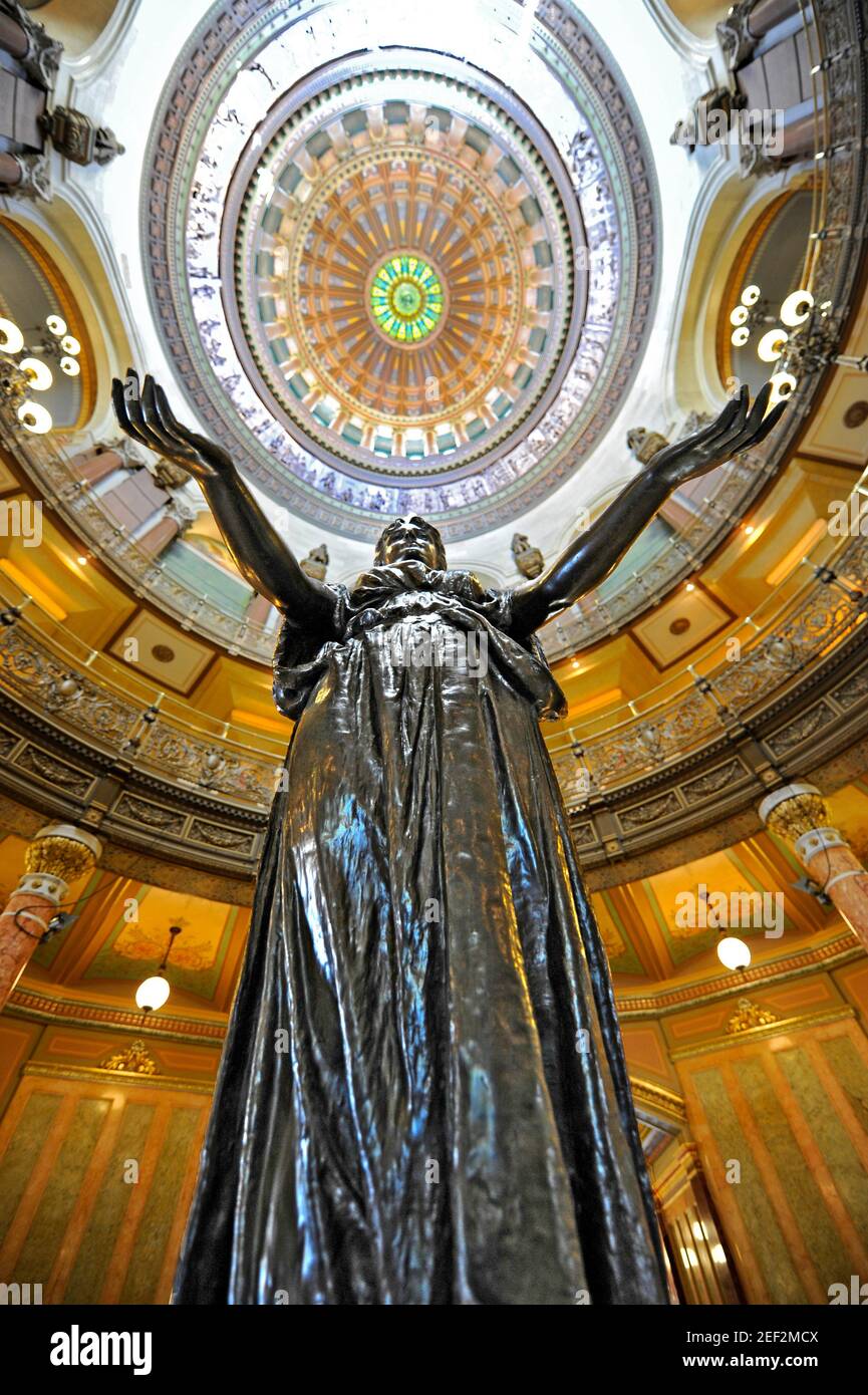 Statue the World with Interior Dome of Illinois State Capitol